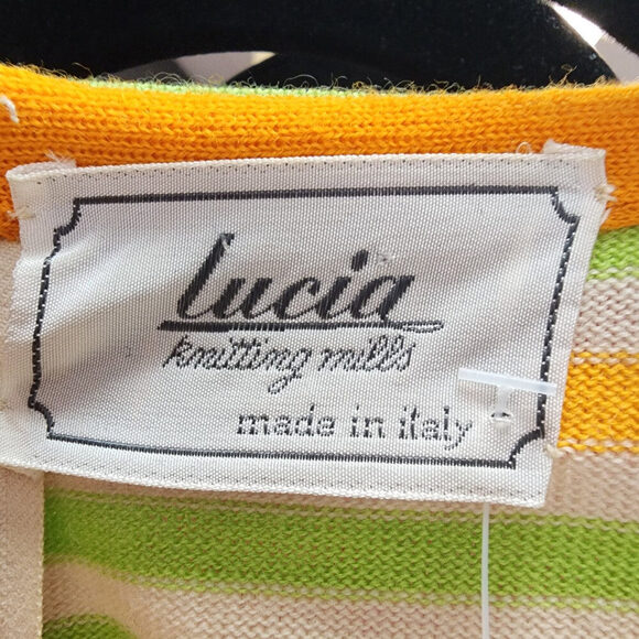 Vintage Lucia Made In Italy Green & Orange Knit Mini Dress Size S - Picture 9 of 12